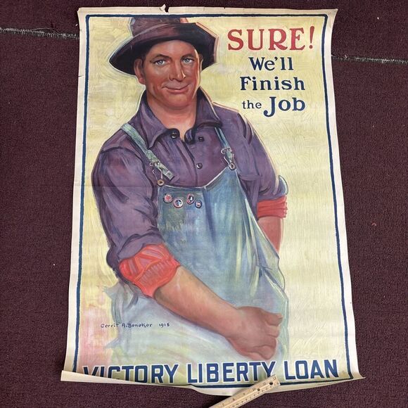 Gerrit A Beneker / ORIGINAL VICTORY LIBERTY LOAN WORLD WAR I Union POSTER 1918 - Picture 1 of 12